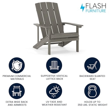 Flash Furniture Gray Adirondack Chair - Weather Resistant