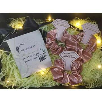 Satin Bridesmaid Scrunchies 12 Pack - Proposal Gifts for Weddings & Parties