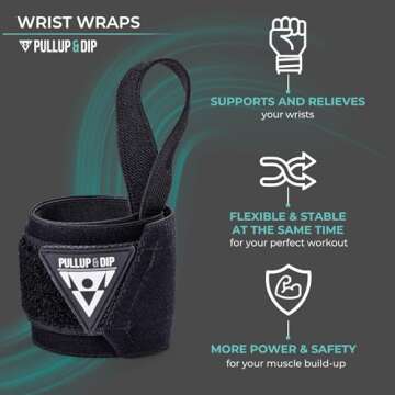 PULLUP & DIP Wrist Wraps, Professional Wrist Support for Weightlifting, Calisthenics, Bodybuilding &...