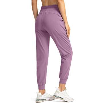 G Gradual Women's Joggers Pants with Zipper Pockets High Waisted Athletic Tapered Sweatpants for Women Workout Lounge (Mauve Pink, Small)