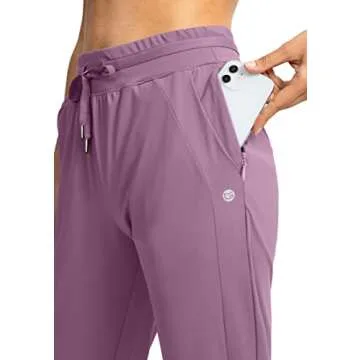 G Gradual Women's Joggers Pants with Zipper Pockets High Waisted Athletic Tapered Sweatpants for Women Workout Lounge (Mauve Pink, Small)