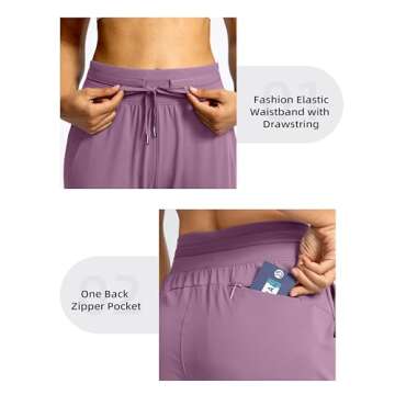 G Gradual Women's Joggers Pants with Zipper Pockets High Waisted Athletic Tapered Sweatpants for Women Workout Lounge (Mauve Pink, Small)