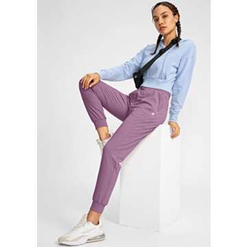 G Gradual Women's Joggers Pants with Zipper Pockets High Waisted Athletic Tapered Sweatpants for Women Workout Lounge (Mauve Pink, Small)