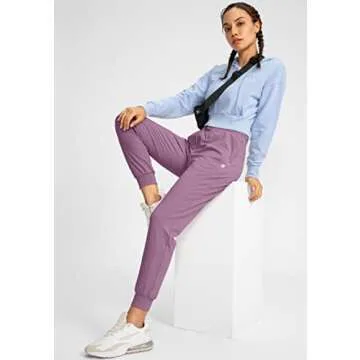 G Gradual Women's Joggers Pants with Zipper Pockets High Waisted Athletic Tapered Sweatpants for Women Workout Lounge (Mauve Pink, Small)