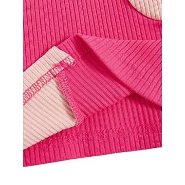 Verdusa Women's Color Block Round Neck Sleeveless Ribbed Crop Tank Top