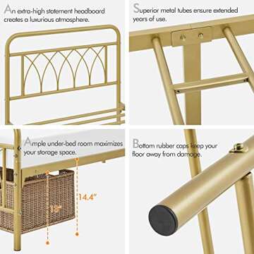 Yaheetech Twin Metal Bed Frame with Petal Accents