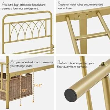 Yaheetech Twin Metal Bed Frame with Petal Accents