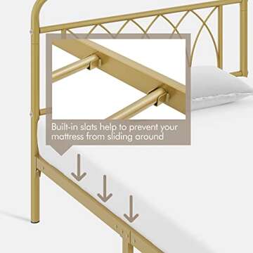 Yaheetech Twin Metal Bed Frame with Petal Accents
