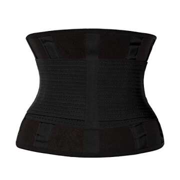 QEESMEI Waist Trainer Belt for Women - Waist Cincher Trimmer - Slimming Body Shaper Belt - Sport Girdle Belt, Large Black