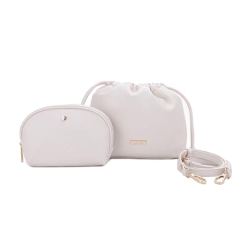 Mali+Lili Lola Beauty Bag Duo - Elegant Vegan Leather Duo in Bone