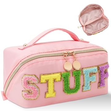 LONEDREAM Large Capacity Preppy Makeup Bag - Travel Cosmetic Bag, Stylish & Practical