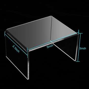 Ouskr 6 Pcs Acrylic Risers for Display, Acrylic Display Riser, Clear Display Stands for Shelf Dessert Cupcake Candy Food Tabletop Collectibles Product Bar Action Figure Jewelry Showcase (3- 4- 5 IN)