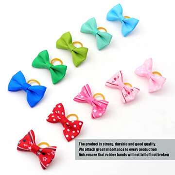 YAKA 60PCS (30 Paris) Cute Puppy Dog Small Bowknot Hair Bows with Rubber Bands Handmade Hair Accessories Bow Pet Grooming Products(Mix Colors)