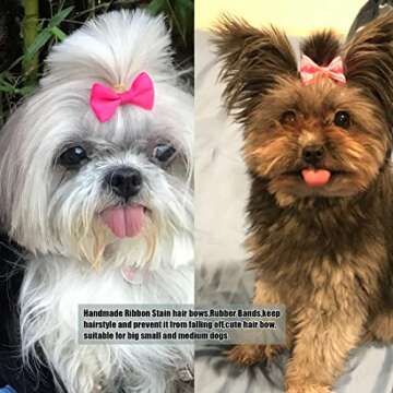 YAKA 60PCS (30 Paris) Cute Puppy Dog Small Bowknot Hair Bows with Rubber Bands Handmade Hair Accessories Bow Pet Grooming Products(Mix Colors)