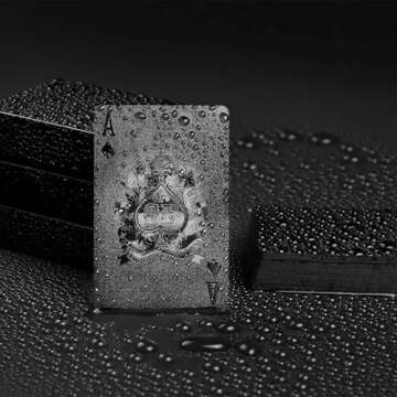 Joyoldelf Cool Black Foil Poker Playing Cards, Waterproof Deck of Cards with Gift Box, Use for Party and Game