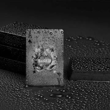 Joyoldelf Cool Black Foil Poker Playing Cards, Waterproof Deck of Cards with Gift Box, Use for Party...