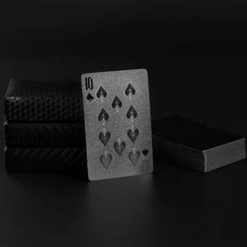 Joyoldelf Cool Black Foil Poker Playing Cards, Waterproof Deck of Cards with Gift Box, Use for Party and Game
