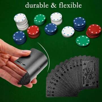 Joyoldelf Cool Black Foil Poker Playing Cards, Waterproof Deck of Cards with Gift Box, Use for Party and Game