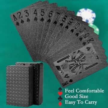 Joyoldelf Cool Black Foil Poker Playing Cards, Waterproof Deck of Cards with Gift Box, Use for Party and Game