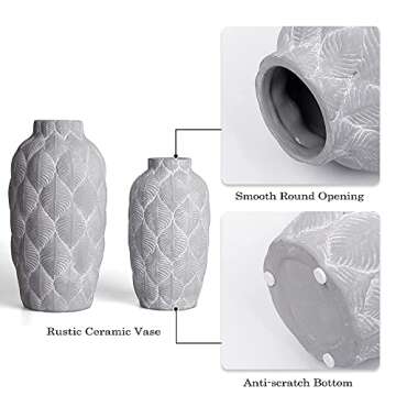 Elegant Rustic Ceramic Vases Set for Home Decoration