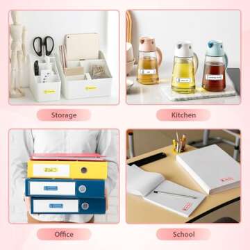 TYPONOS P21 Label Maker Machine with Tape, Label Printer Thermal Mini Label Makers with Built-in Cutter and Multiple Templates, Portable Printers for School, Office and Home Use (Pink)