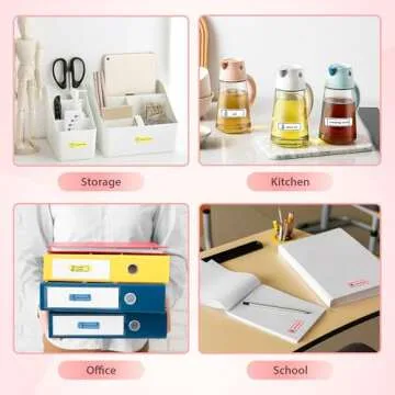 TYPONOS P21 Label Maker Machine with Tape, Label Printer Thermal Mini Label Makers with Built-in Cutter and Multiple Templates, Portable Printers for School, Office and Home Use (Pink)