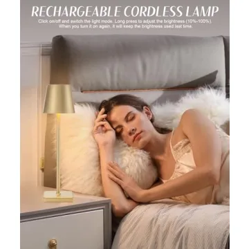 HASUN Cordless Table Lamp - Rechargeable 3 Color Dimming