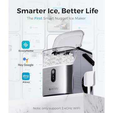 ecozy Smart Nugget Ice Maker Countertop, Pebble Ice Maker with 35lbs/24H Soft Chewable Ice, Self-Cle...