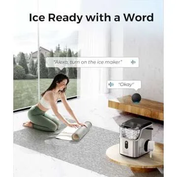 ecozy Smart Nugget Ice Maker Countertop, Pebble Ice Maker with 35lbs/24H Soft Chewable Ice, Self-Cleaning Ice Machine with Voice Control for Home Kitchen Party Bar Office, Stainless Steel