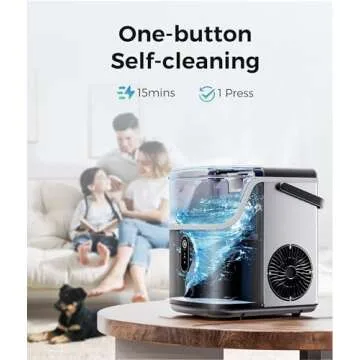 ecozy Smart Nugget Ice Maker Countertop, Pebble Ice Maker with 35lbs/24H Soft Chewable Ice, Self-Cleaning Ice Machine with Voice Control for Home Kitchen Party Bar Office, Stainless Steel