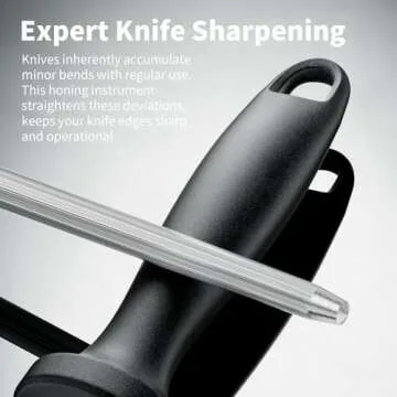 Knife Sharpener Rod, Kitchen Knives Sharpener Carbon Steel Professional Knife Sharpening Steel, Honing Rod with Hanging Holes (13 inches)