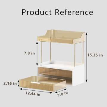 Hoffeins 4 Tiers Bathroom Organizers and Storage Countertop with 2 Drawers, Multi-Purpose Vanity Org...