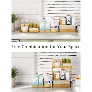 Hoffeins 4 Tiers Bathroom Organizers and Storage Countertop with 2 Drawers, Multi-Purpose Vanity Organizer, Skin Care Organizer for Dresser- Amber