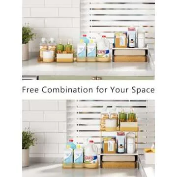 Hoffeins 4 Tiers Bathroom Organizers and Storage Countertop with 2 Drawers, Multi-Purpose Vanity Organizer, Skin Care Organizer for Dresser- Amber