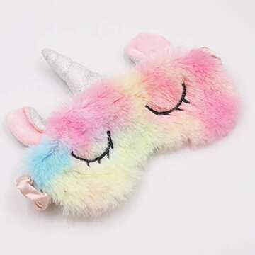 ZTL Unicorn Sleeping Mask and Unicorn Slippers Set Christmas Birthday Gift for Women Girls Kids
