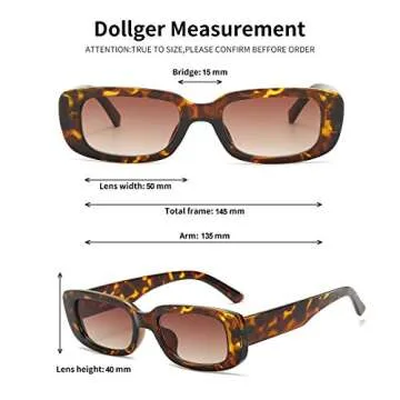 Dollger Rectangle Sunglasses for Women Men Trendy Retro Fashion Sunglasses UV 400 Protection Square leopard Frame