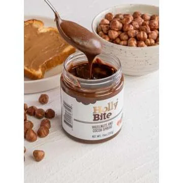 HollyBite, Hazelnut & Cocoa Spread, Vegan, No Sugar or Oil Added, High Fiber, Keto Friendly | High Protein Gluten Free, Healthy Fat, Real Ingredients | 110Z | Made in USA