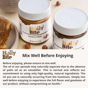 HollyBite, Hazelnut & Cocoa Spread, Vegan, No Sugar or Oil Added, High Fiber, Keto Friendly | High Protein Gluten Free, Healthy Fat, Real Ingredients | 110Z | Made in USA
