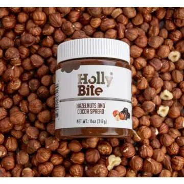 HollyBite, Hazelnut & Cocoa Spread, Vegan, No Sugar or Oil Added, High Fiber, Keto Friendly | High Protein Gluten Free, Healthy Fat, Real Ingredients | 110Z | Made in USA