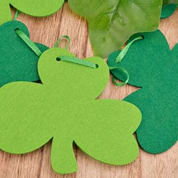 St Patricks Day Decorations 5 Pack Shamrock Clover Felt Banner Garland for St Patricks Day Decor Dark Green Light Green for Party Home Store