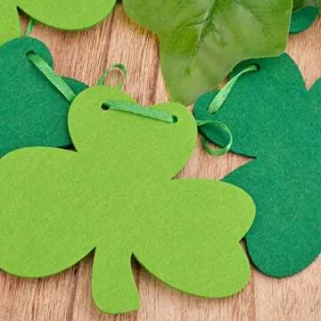 St Patricks Day Decorations 5 Pack Shamrock Clover Felt Banner Garland for St Patricks Day Decor Dark Green Light Green for Party Home Store