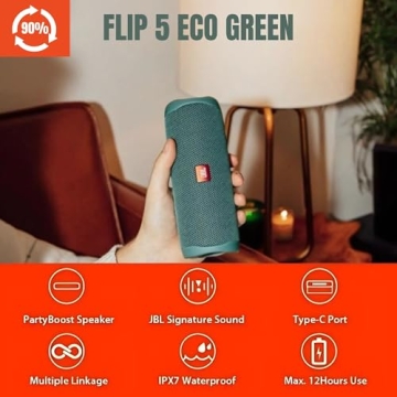 JBL Flip 5 Eco Green Portable Bluetooth Speaker