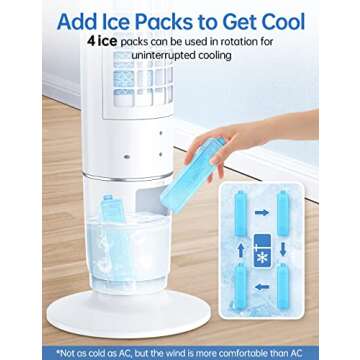 BREEZEWELL 3-In-1 Evaporative Cooler w/Cooling & Sleep Mode, Air Conditioner Portable for Room, 20Ft Remote Control, 43IN Evaporative Air Cooler w/12H Timer & 4 Ice Packs, Air Conditioner Fan for Home