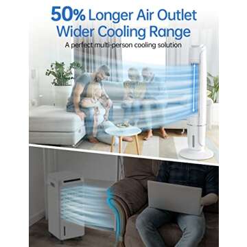 BREEZEWELL 3-In-1 Evaporative Cooler w/Cooling & Sleep Mode, Air Conditioner Portable for Room, 20Ft Remote Control, 43IN Evaporative Air Cooler w/12H Timer & 4 Ice Packs, Air Conditioner Fan for Home