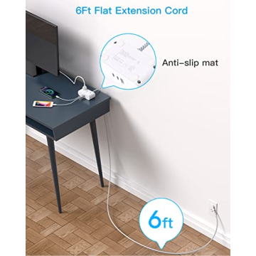 Ultra Thin Flat Plug Power Strip with USB Ports