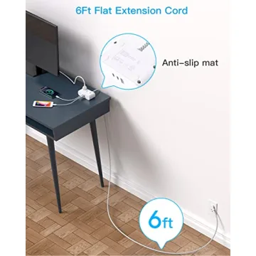 Ultra Thin Flat Plug Power Strip with USB Ports