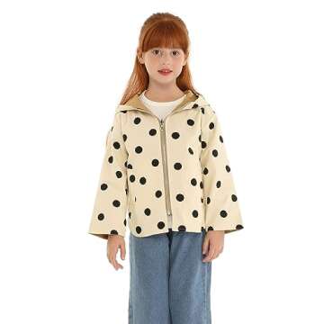 Mud Kingdom Baby Girls Reversable Jacket with Hood Cute Dots Outerwear Khaki 9-12 Months