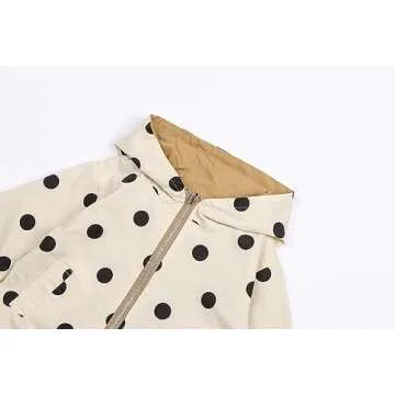 Mud Kingdom Baby Girls Reversable Jacket with Hood Cute Dots Outerwear Khaki 9-12 Months