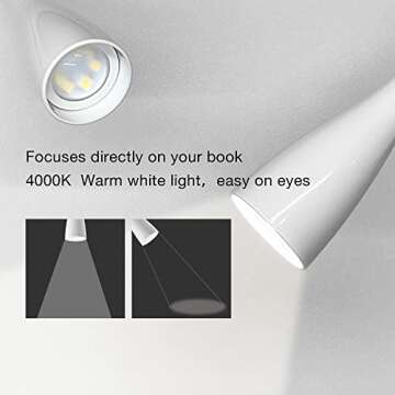 TOPMB Wall Mount Reading Light, Focused Book Light for Reading in Bed, 5 Dimming, USB Output, 4 Hours Auto Off, Touch Control, Flexible Gooseneck Headboard Reading Lamp, Easy to Install White