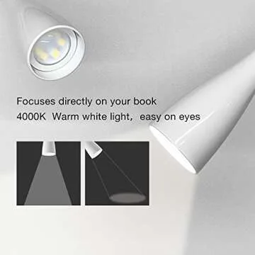 TOPMB Wall Mount Reading Light, Focused Book Light for Reading in Bed, 5 Dimming, USB Output, 4 Hours Auto Off, Touch Control, Flexible Gooseneck Headboard Reading Lamp, Easy to Install White